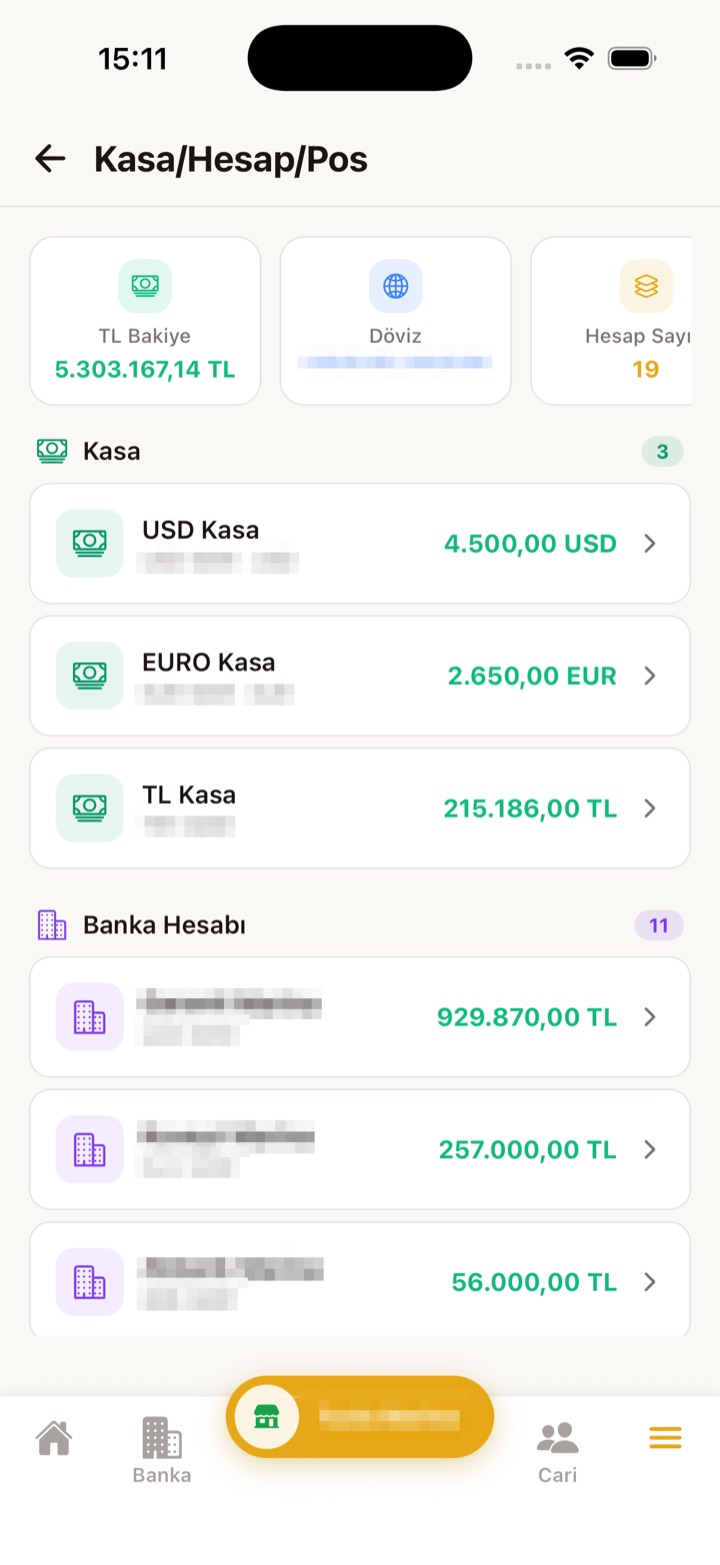Terminal mobil kasa ve POS ekranı